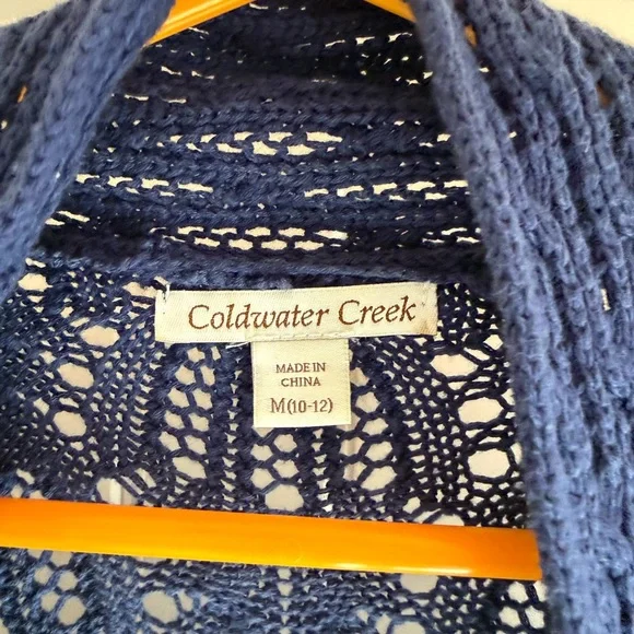 Coldwater Creek Deep Blue Knit Open-Front Asymmetrical Cardigan - Picture 2 of 6